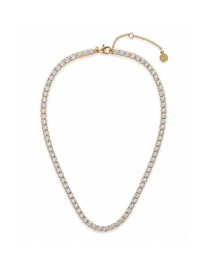 Tennis Diamanté 18K Gold Plated Necklace