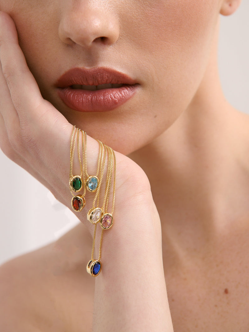Aurora Birthstone 18K Gold Plated Necklace - August