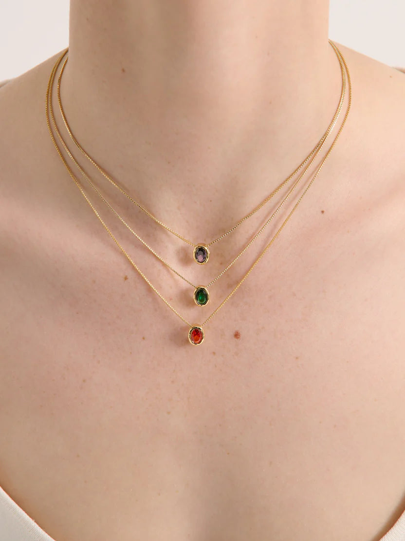 Aurora Birthstone 18K Gold Plated Necklace