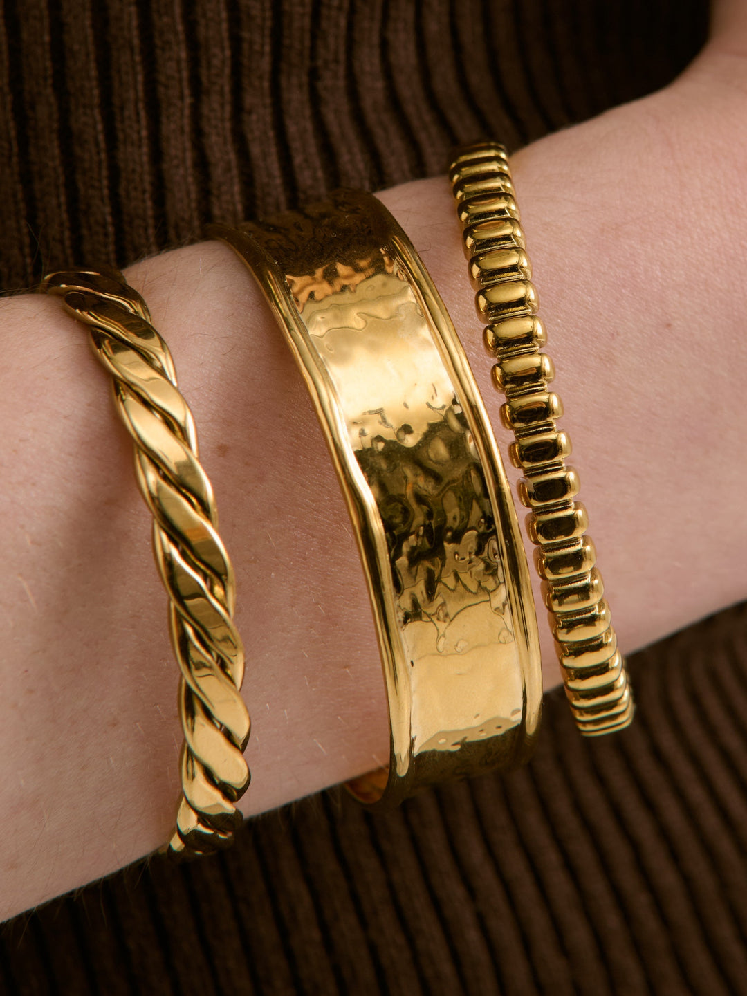 Pebble Cuff 18k Coated Gold Bangle
