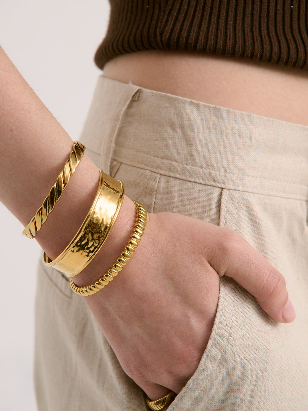 Pebble Cuff 18k Coated Gold Bangle