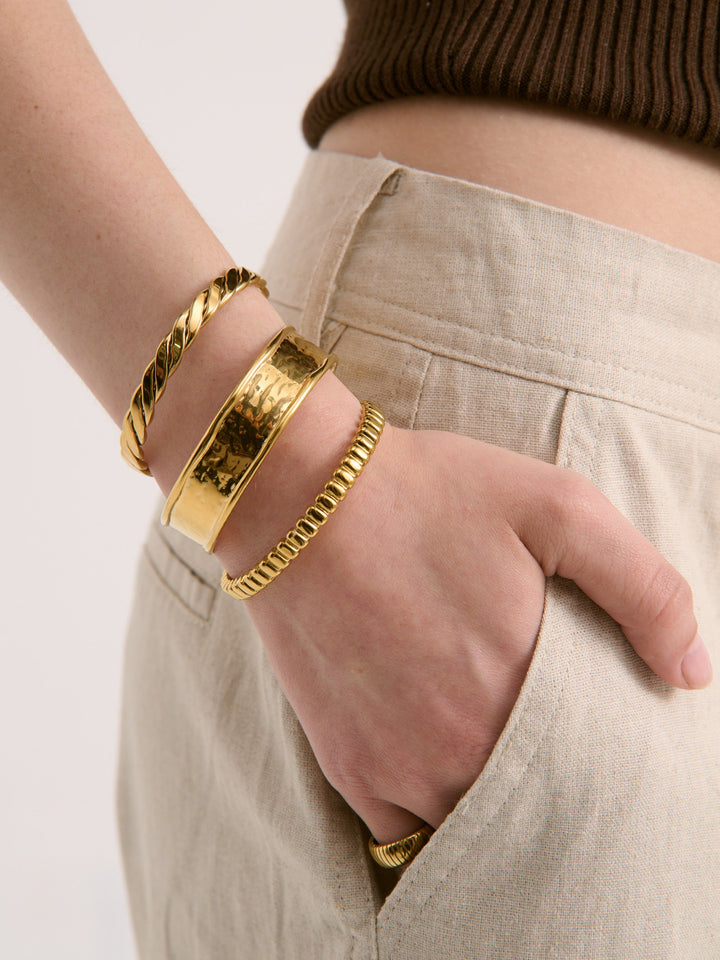 Pebble Cuff 18k Coated Gold Bangle