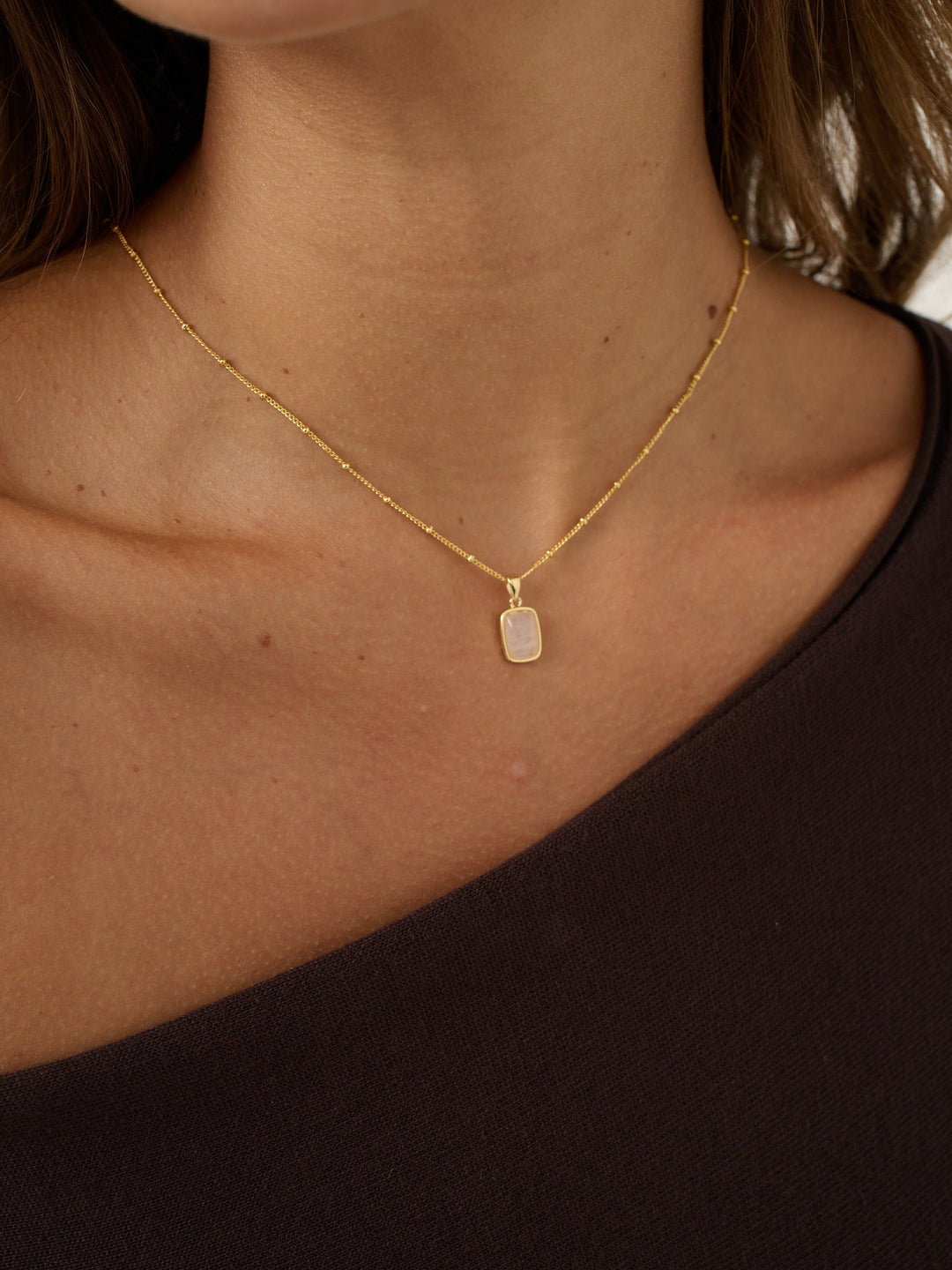 Wynter Rose Quartz Necklace - Gold