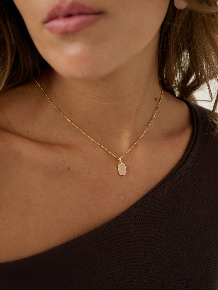 Wynter Rose Quartz Necklace - Gold