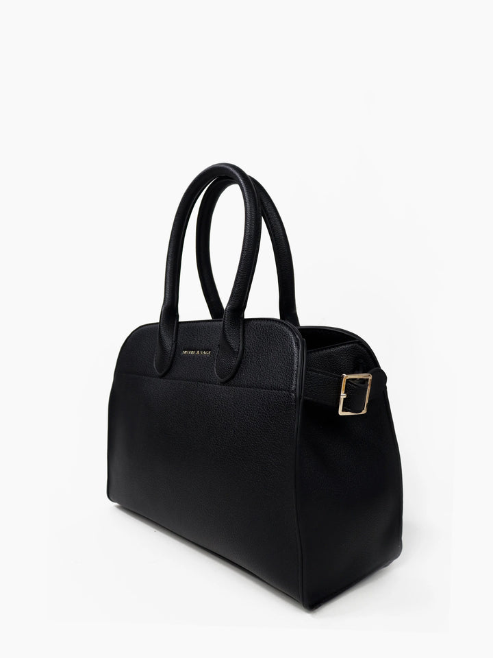 Clemence Pebbled Handbag - Black
