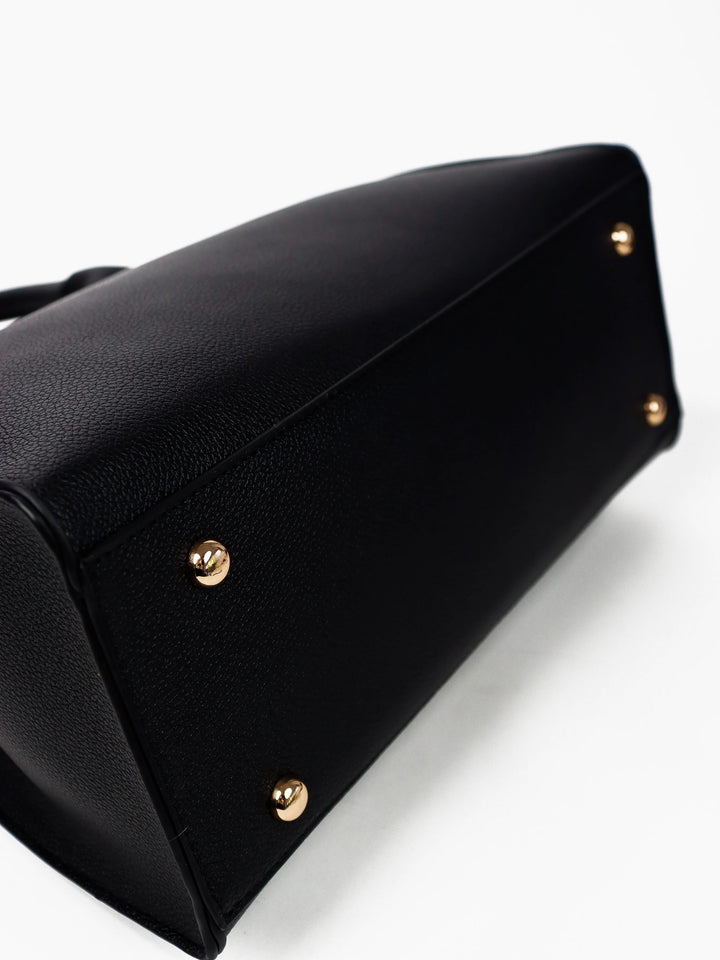 Clemence Pebbled Handbag - Black