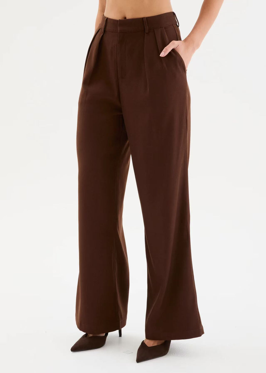 Tailored Wide Leg Pant - Chocolate