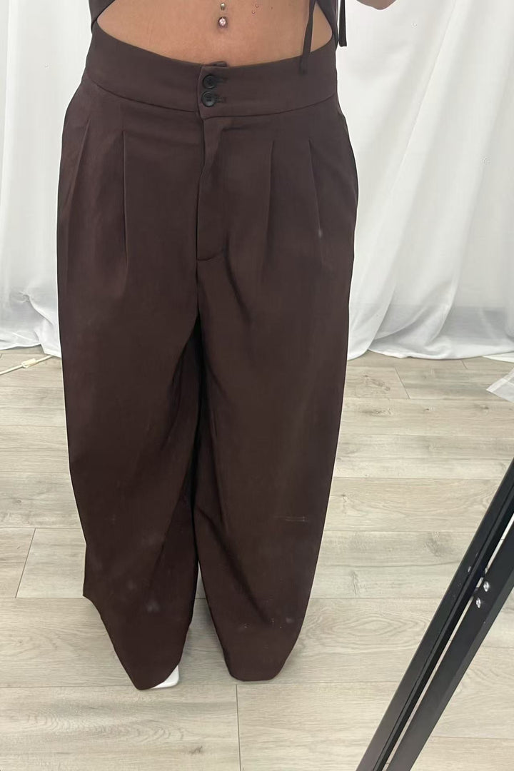 Tailored Wide Leg Pant - Chocolate