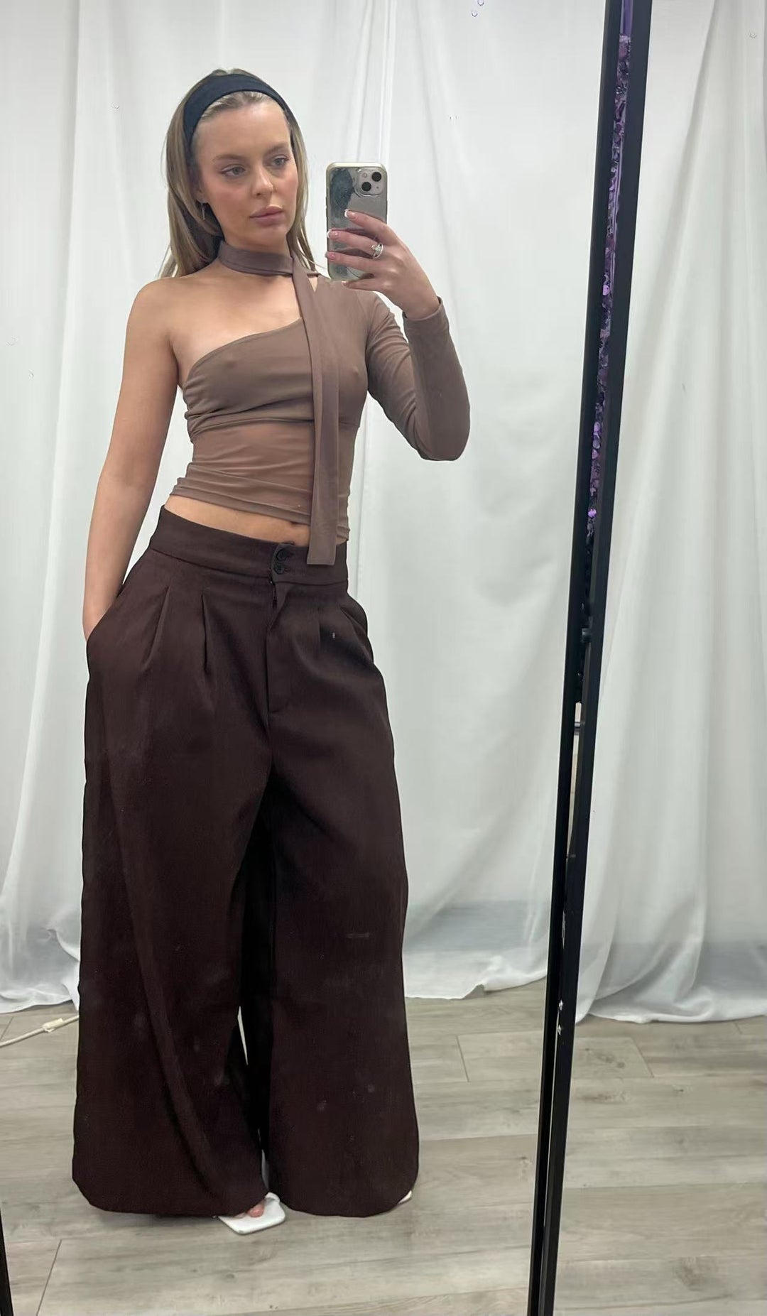 Tailored Wide Leg Pant - Chocolate