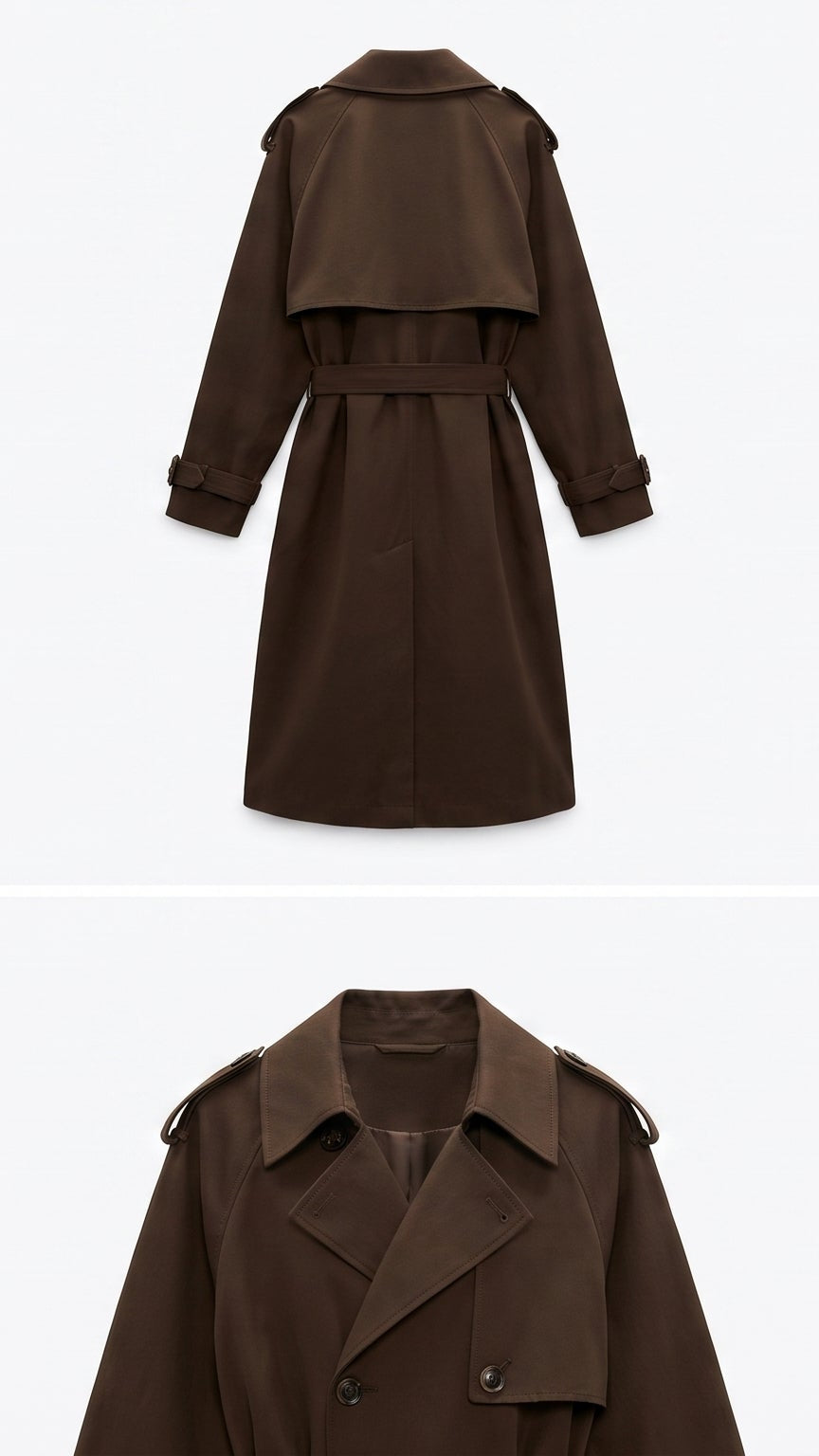 Classic Double-Breasted Trench Coat - Chocolate