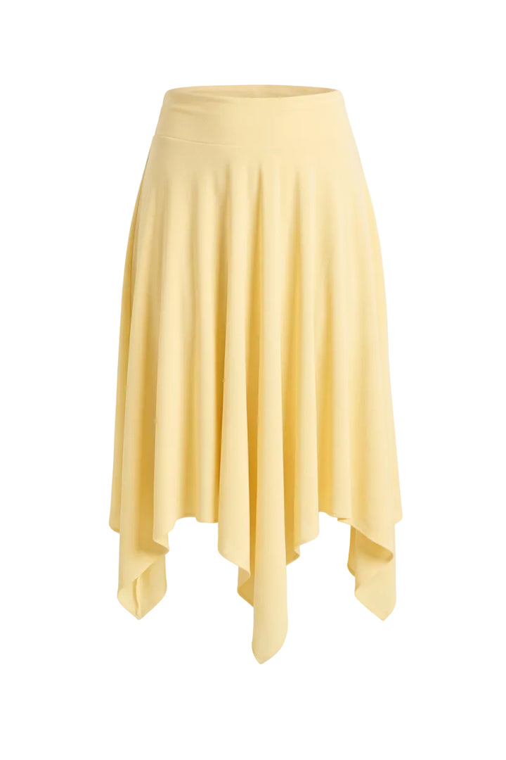Hankerchief Hem Waist Panel Detail Skirt - Butter