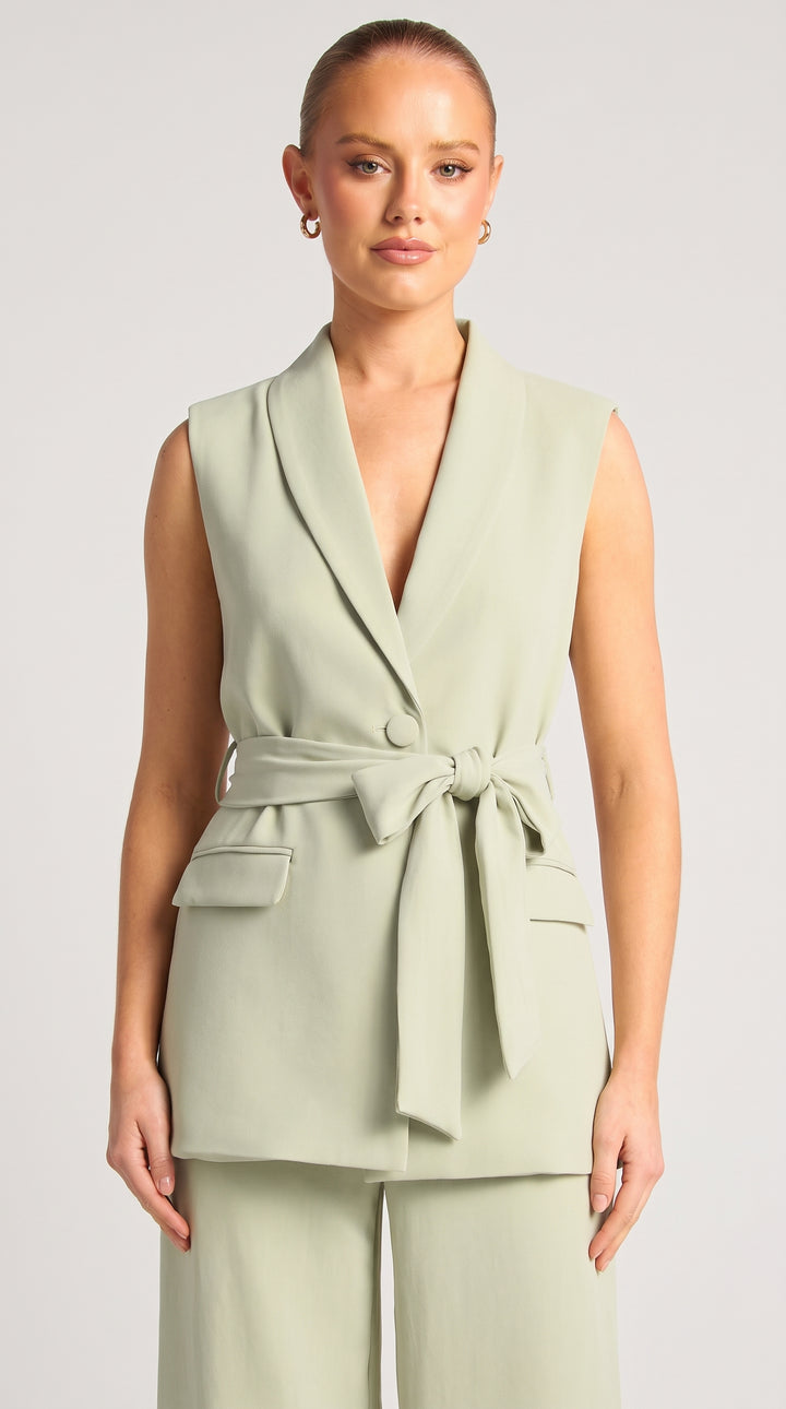 Tailored Vest Top - Sage