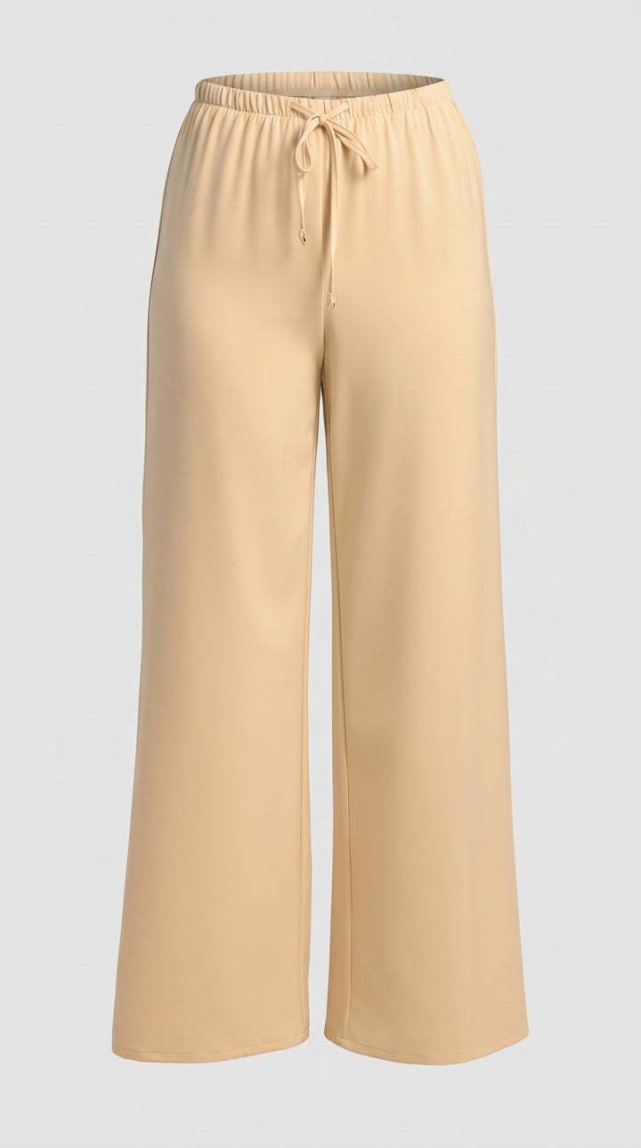 Wide Leg Satin Pants - Cream