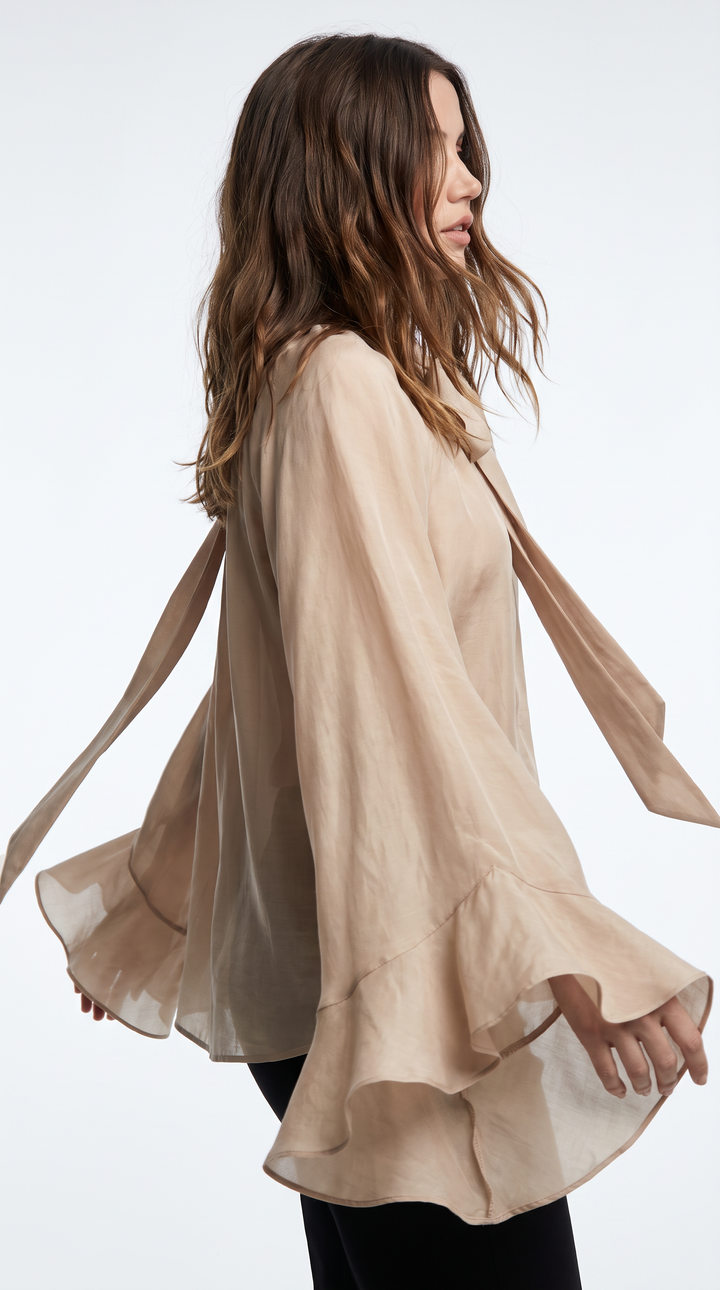 Oversized Drape Blouse - Sand