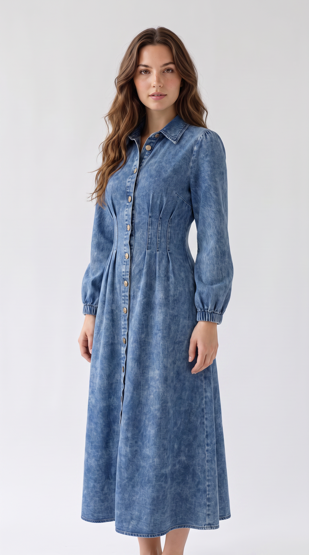 Denim Maxi Shirt Dress - Dark Denim