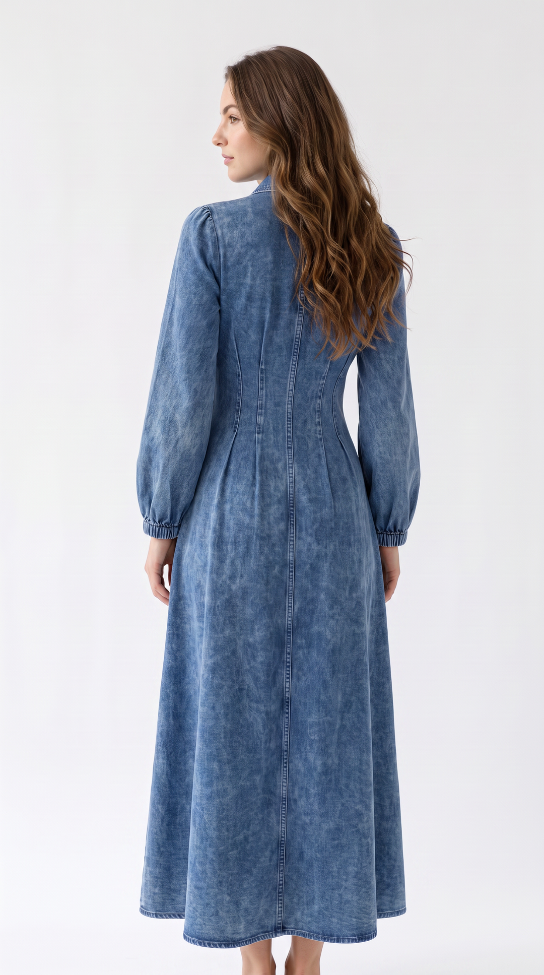 Denim Maxi Shirt Dress - Dark Denim