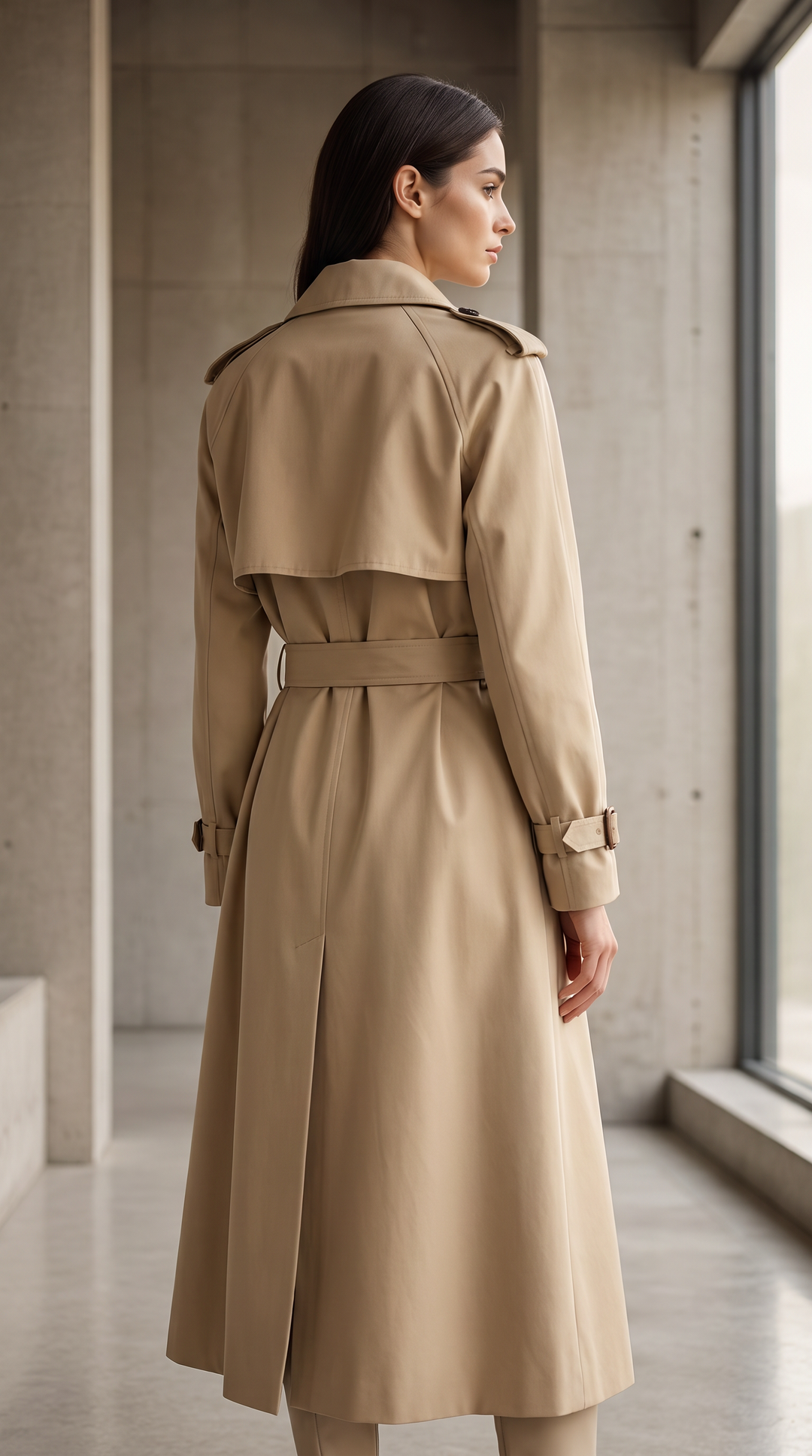 Classic Double-Breasted Trench Coat - Beige