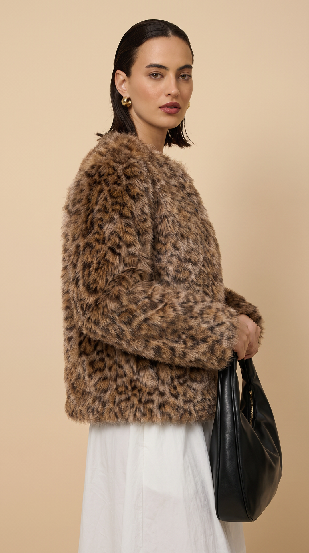 Faux Fur Leopard Print Jacket - Leopard