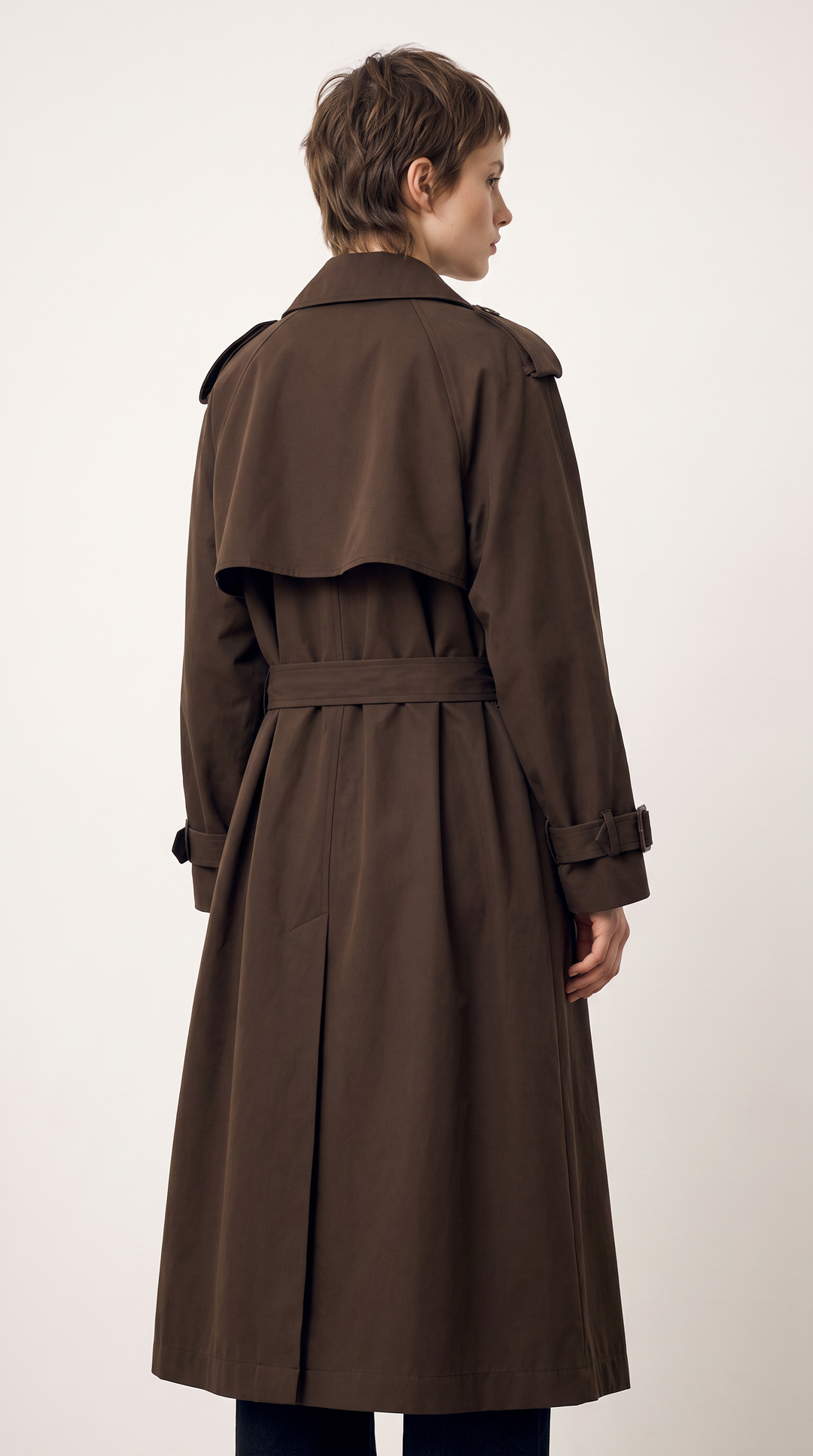 Classic Double-Breasted Trench Coat - Chocolate