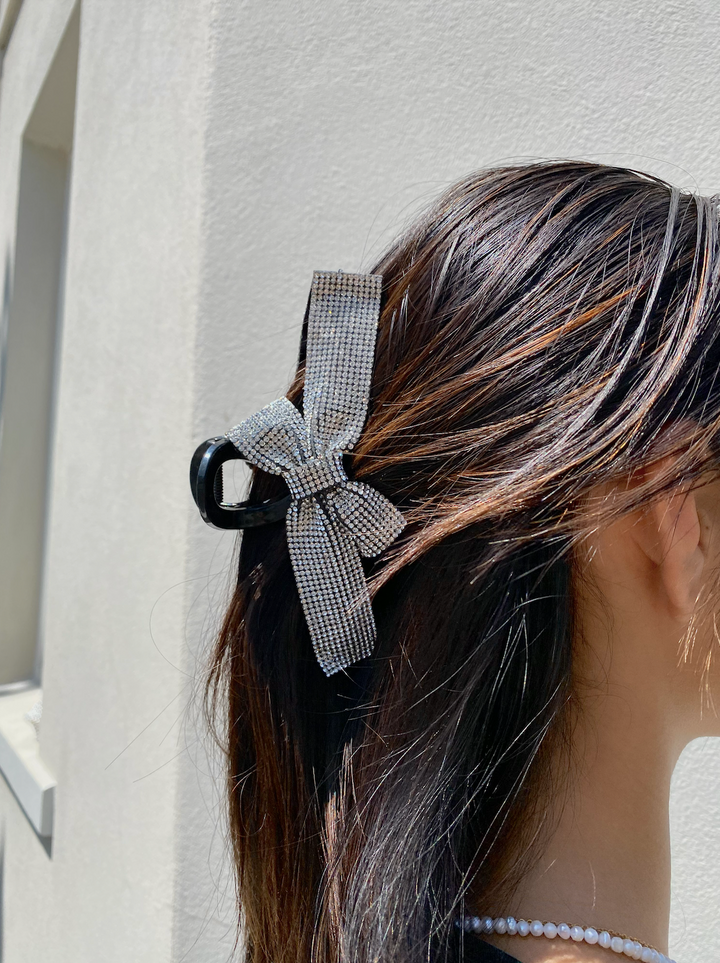 Rhinestone Bow Hair Claw Clip