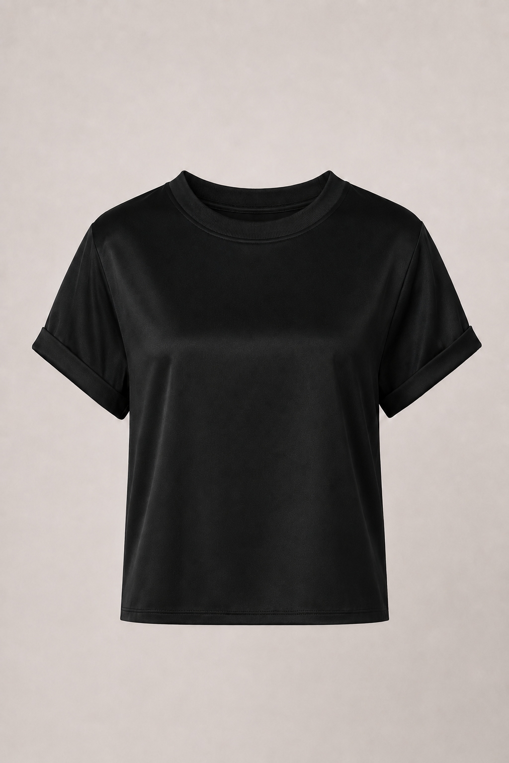 Satin Crew Tee - Black