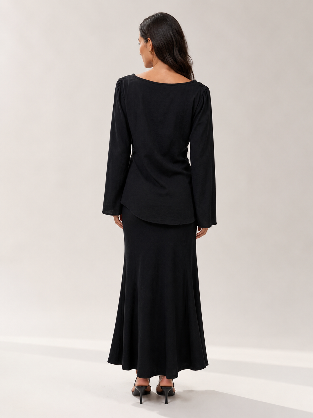 Cowl Neck Draped Top - Black