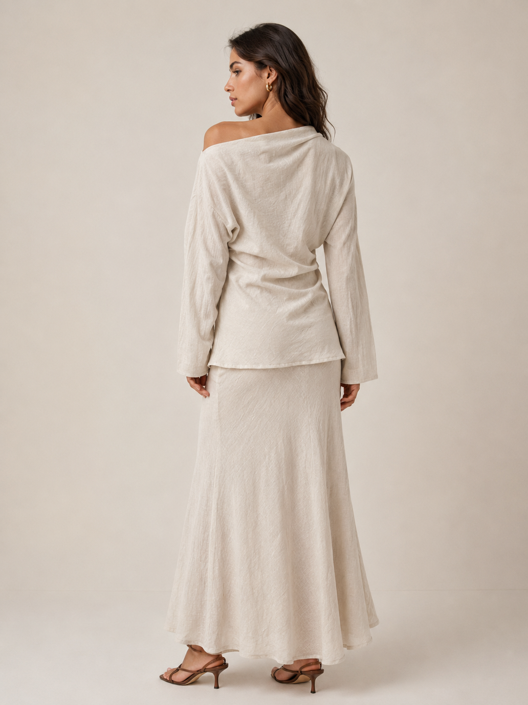 Cowl Neck Draped Top - Cream