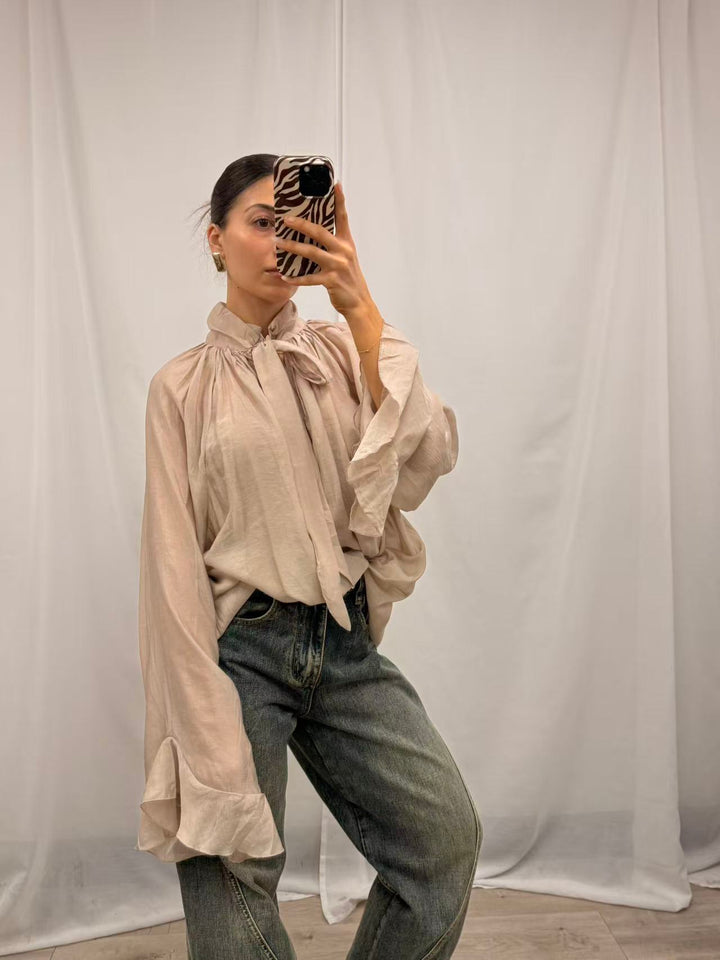 Oversized Drape Blouse - Sand