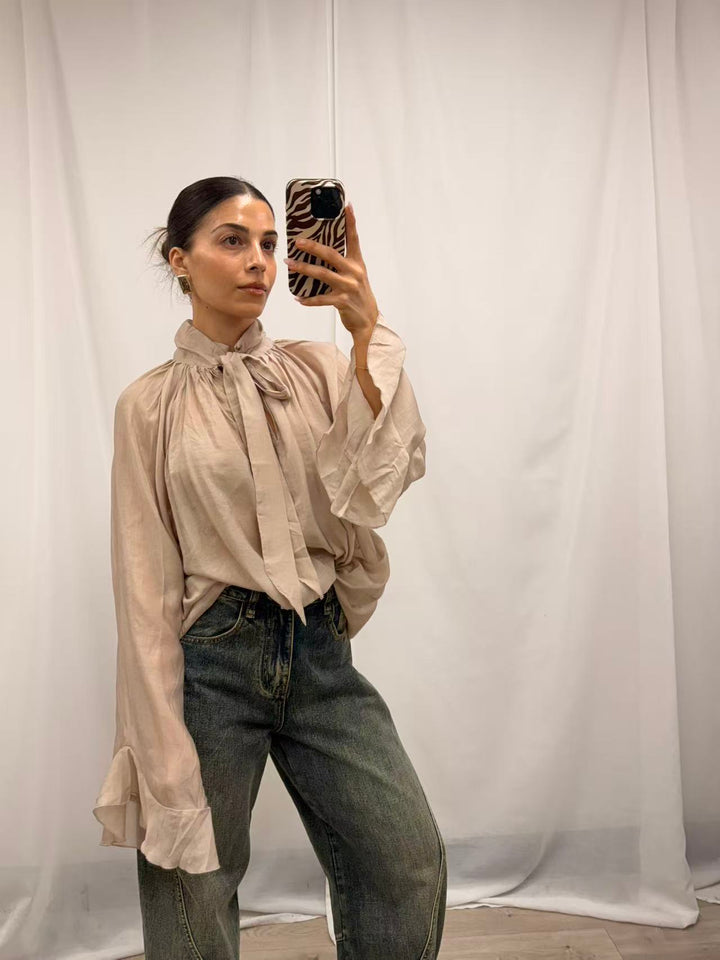 Oversized Drape Blouse - Sand