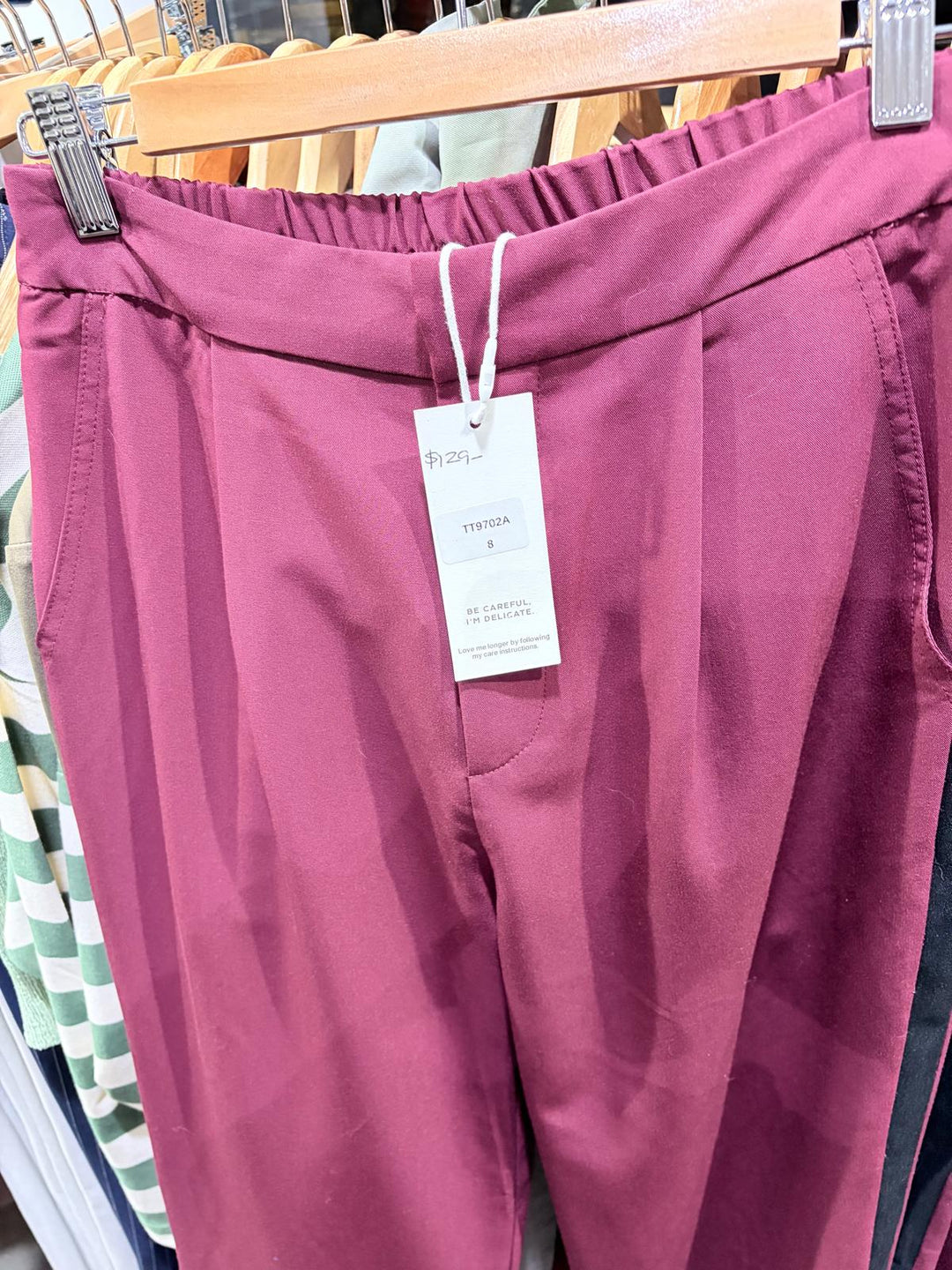 Pleated Tailored Trousers - Berry