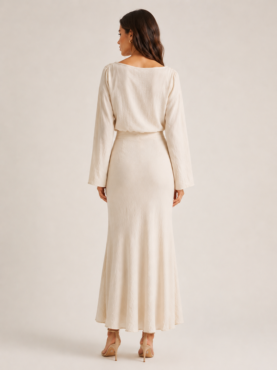 Cotton Linen Bias Maxi Skirt - Natural