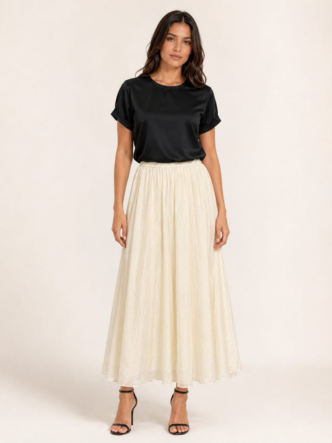 Crinkle Voile Maxi Skirt - Ivory