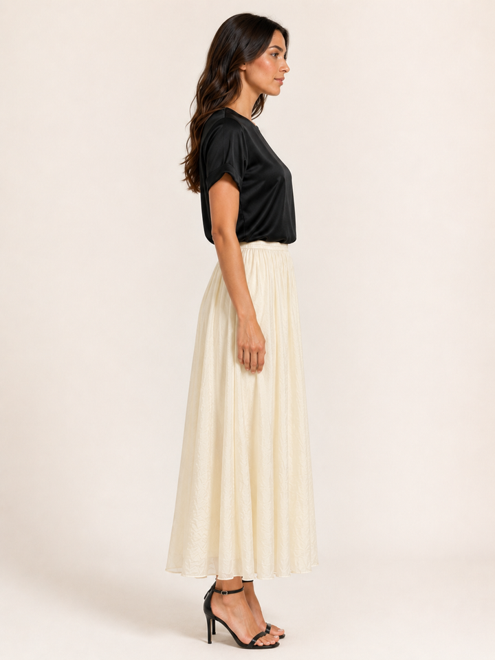 Crinkle Voile Maxi Skirt - Ivory