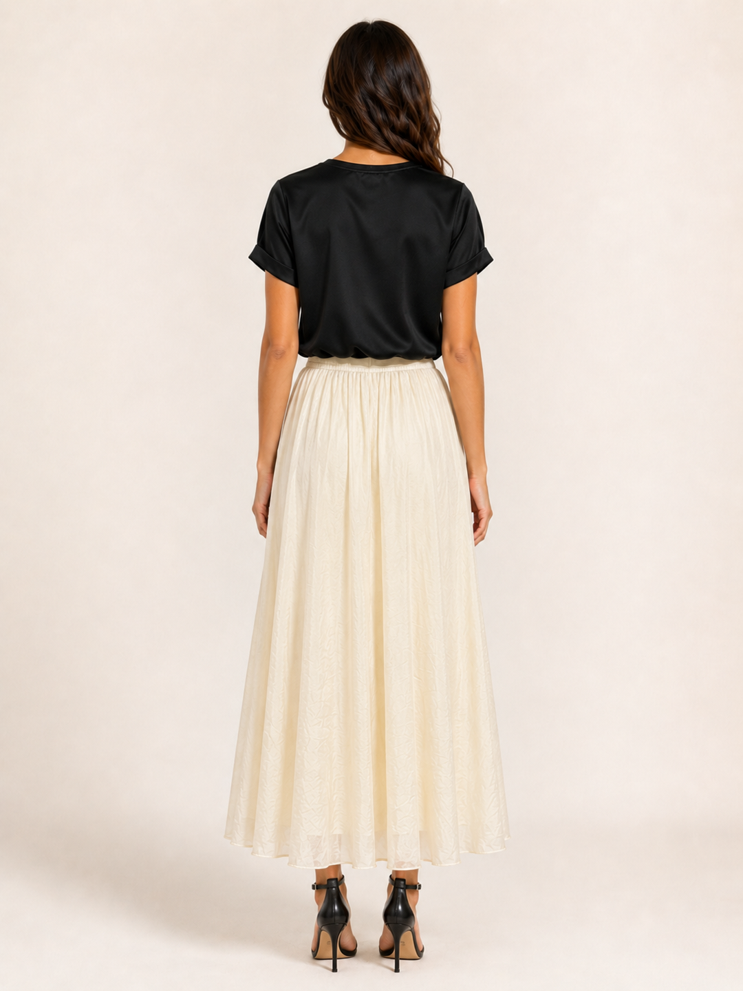 Crinkle Voile Maxi Skirt - Ivory