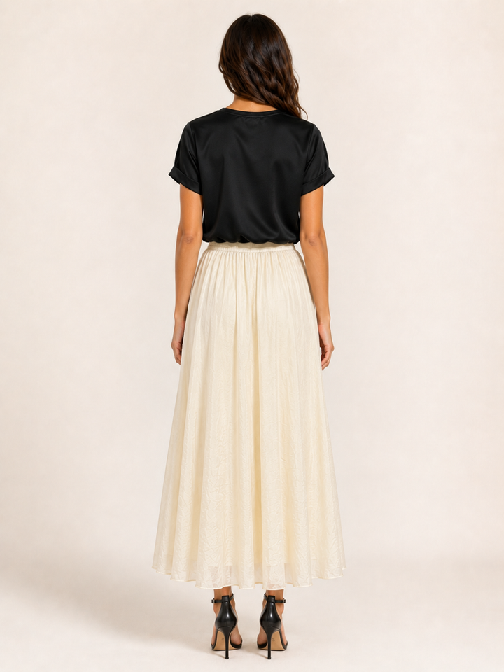 Crinkle Voile Maxi Skirt - Ivory