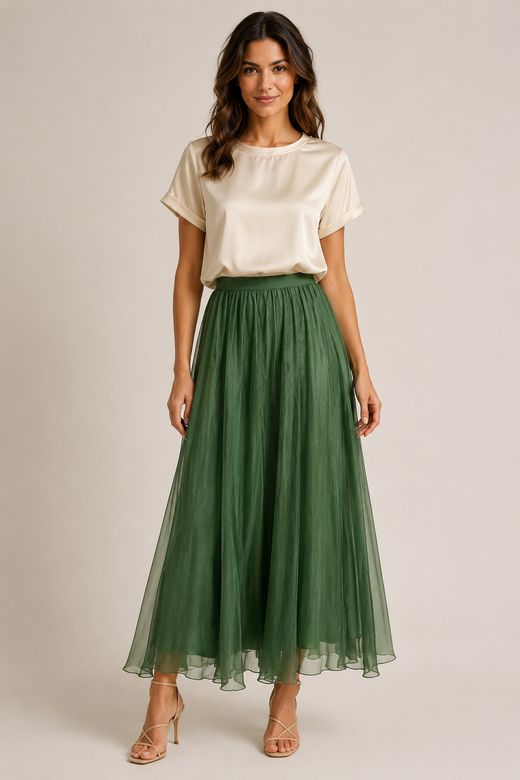 Crinkle Voile Maxi Skirt - Sage