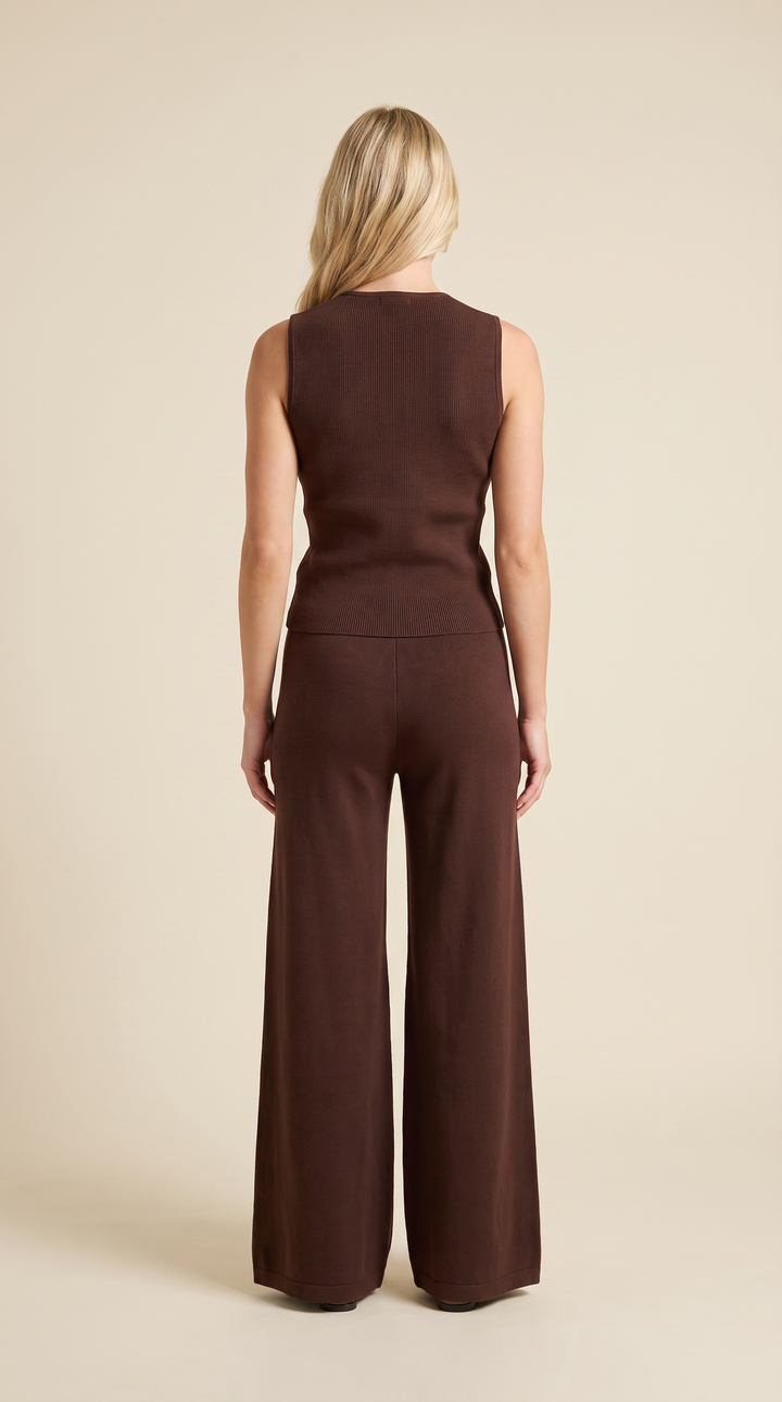 Knit Vest Set - Brown