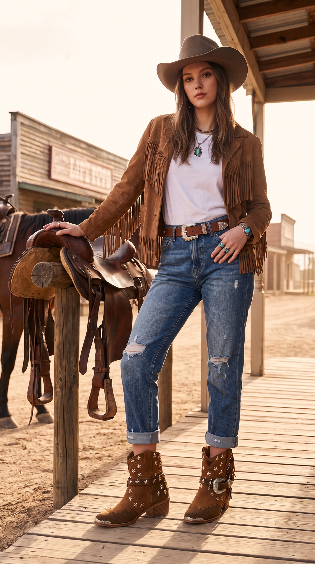Elodie Cowgirl Boot - Tan