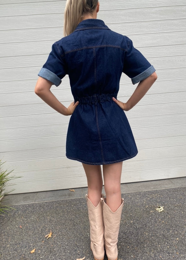 Helena denim dress - Dark blue denim