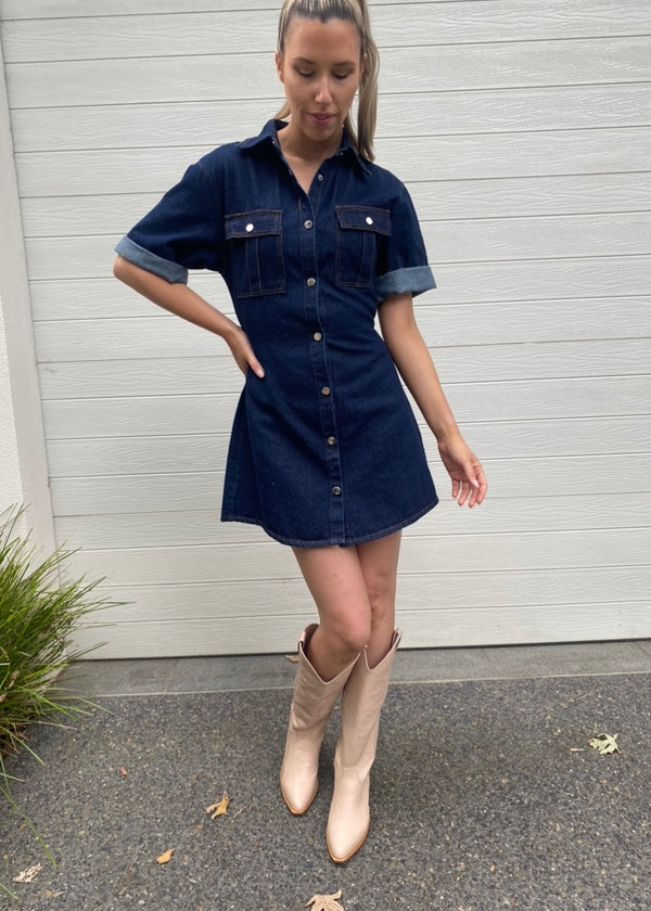 Helena denim dress - Dark blue denim