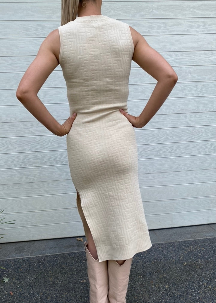 Monogram print dress - Neutral
