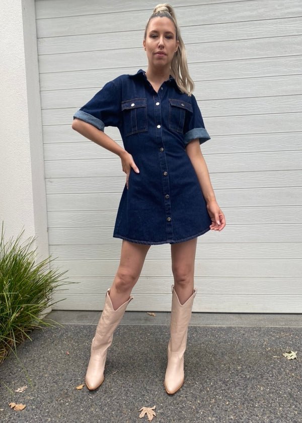 Helena denim dress - Dark blue denim