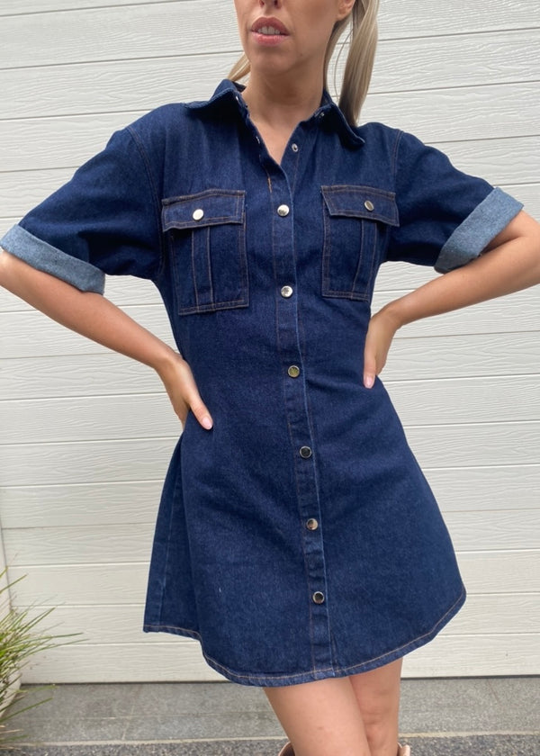 Helena denim dress - Dark blue denim