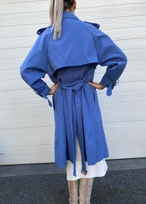 Ava Trench Coat - Blue