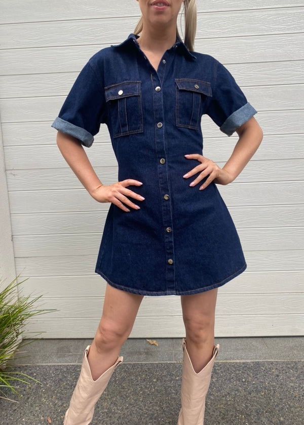 Helena denim dress - Dark blue denim