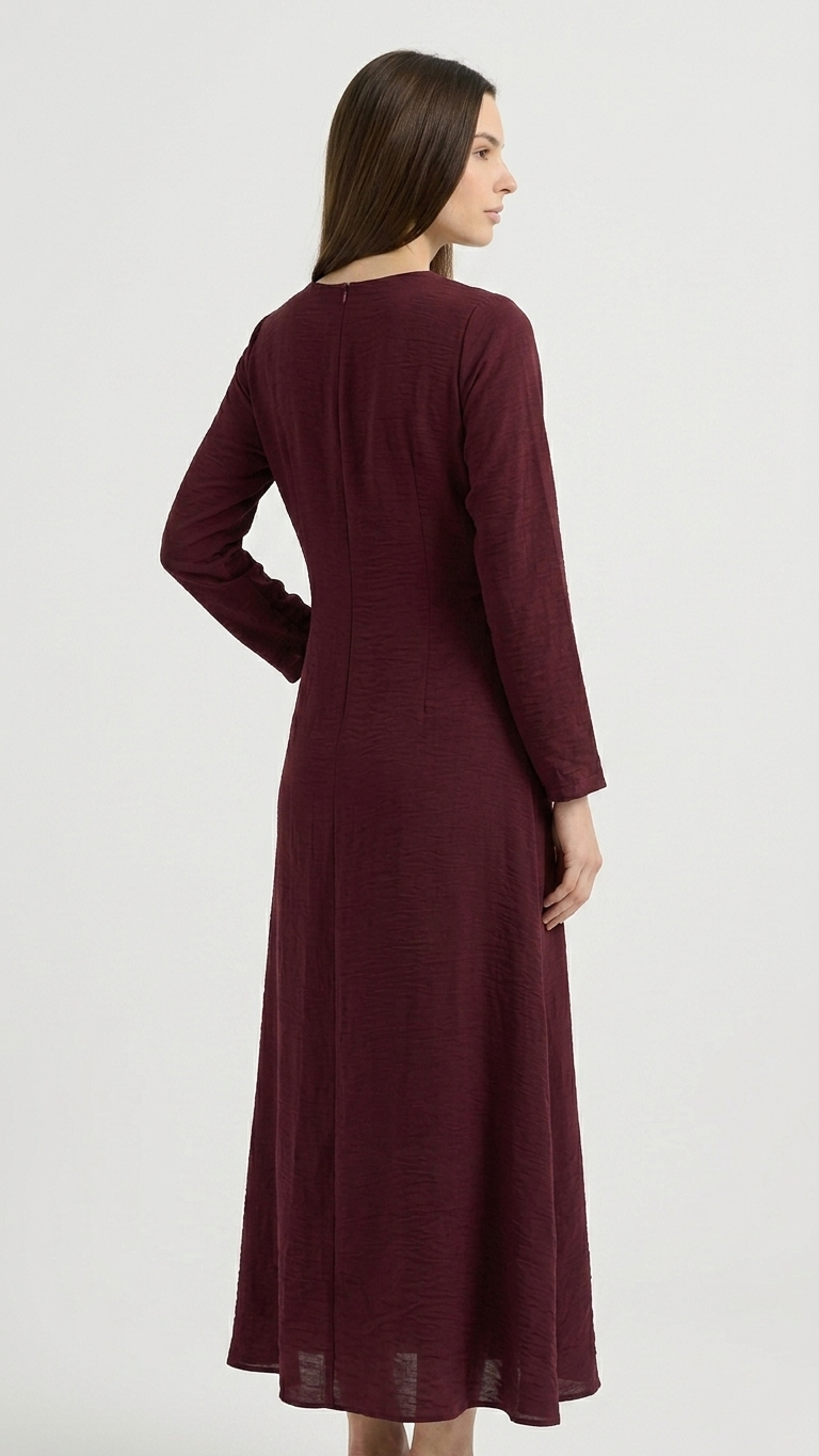 Wrap Ring Detail Maxi Dress Burgundy