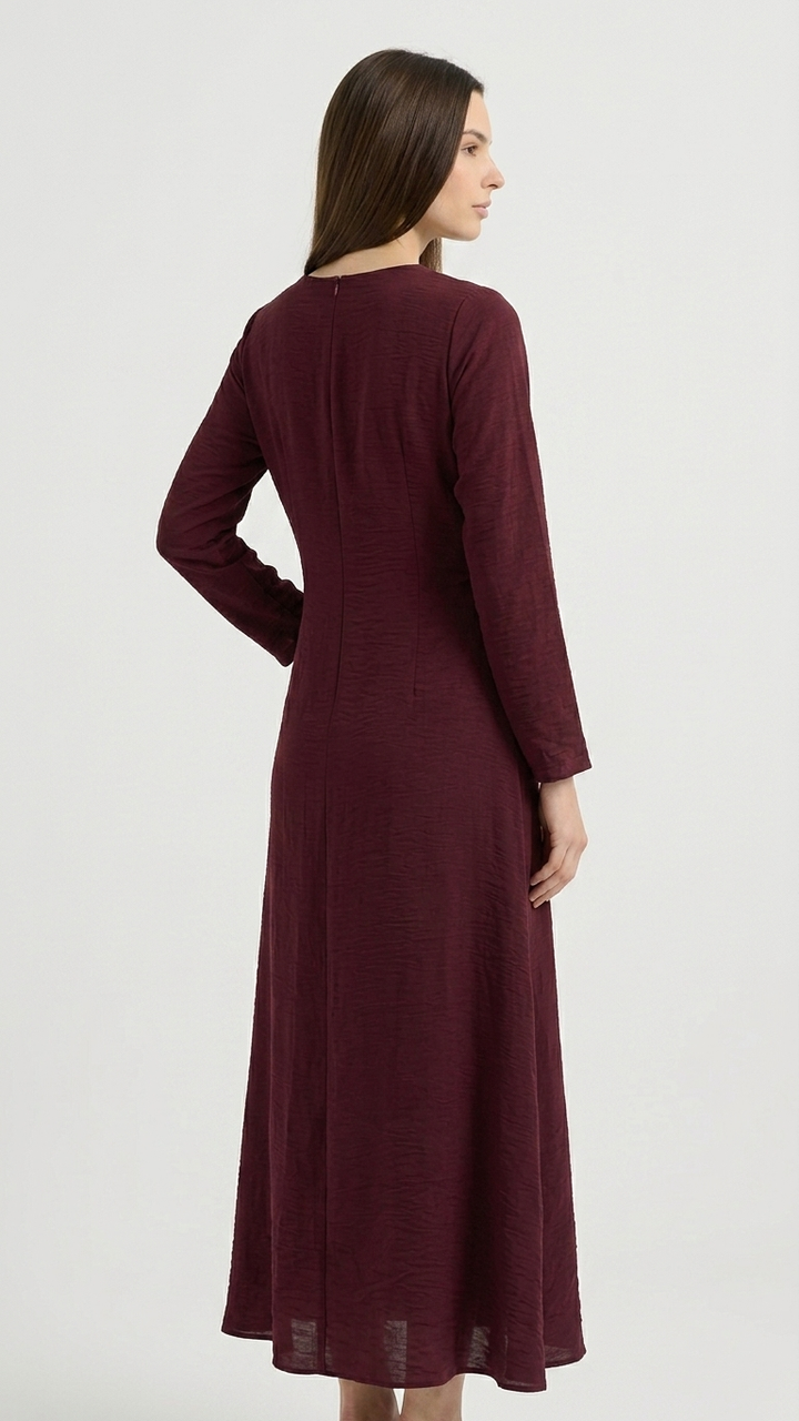 Wrap Ring Detail Maxi Dress Burgundy