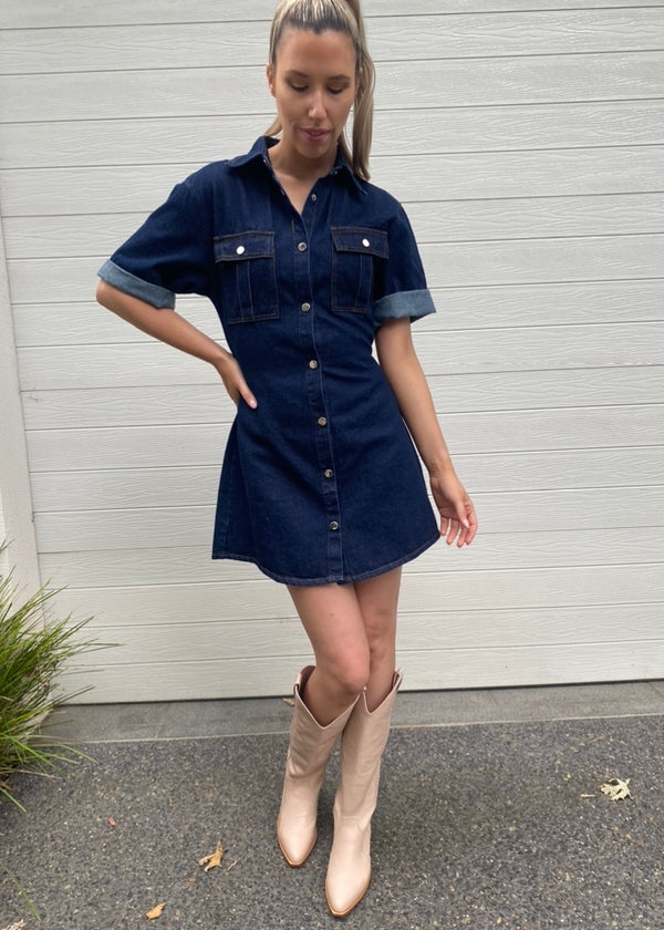 Helena denim dress - Dark blue denim