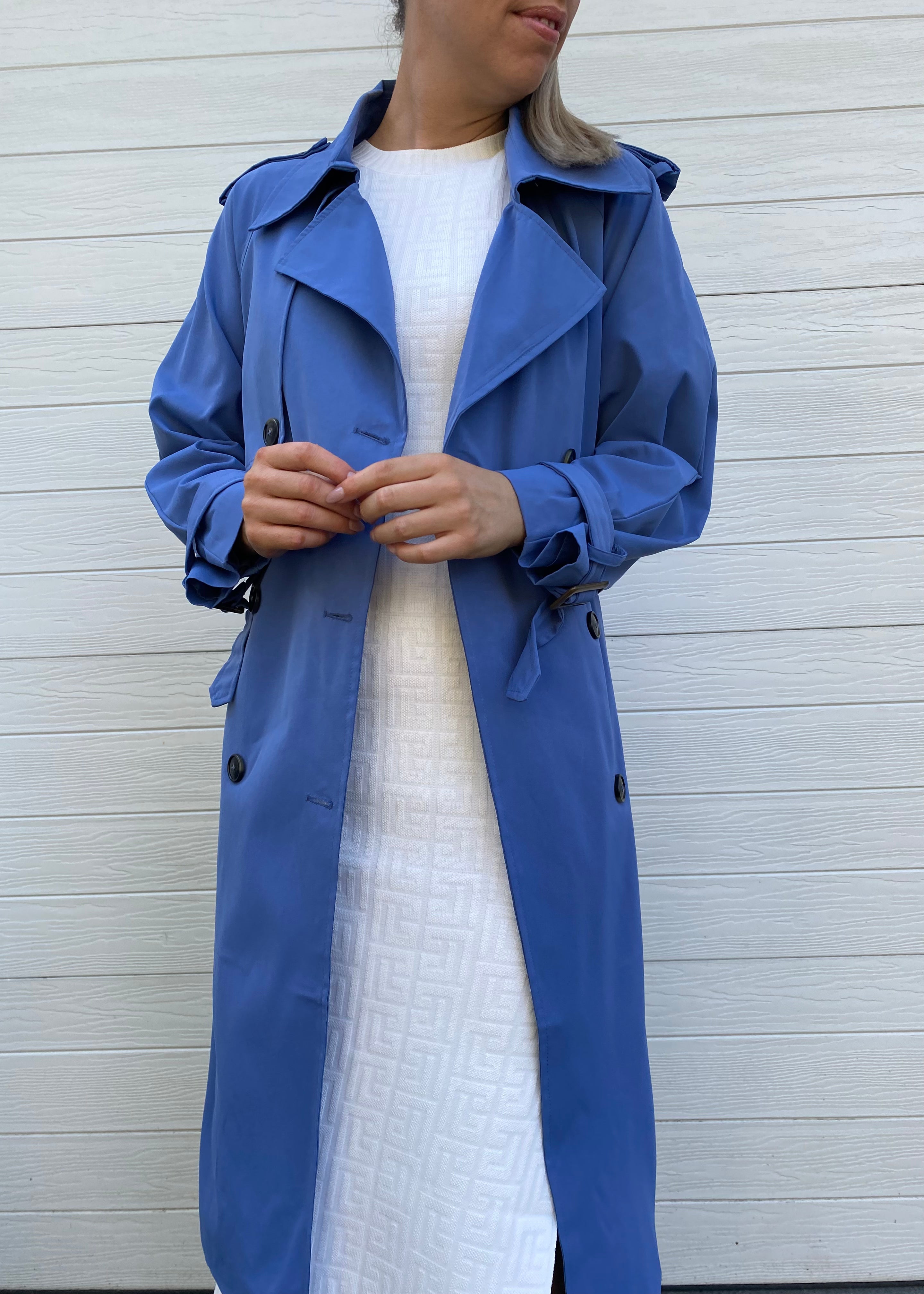 Ava Trench Coat - Blue