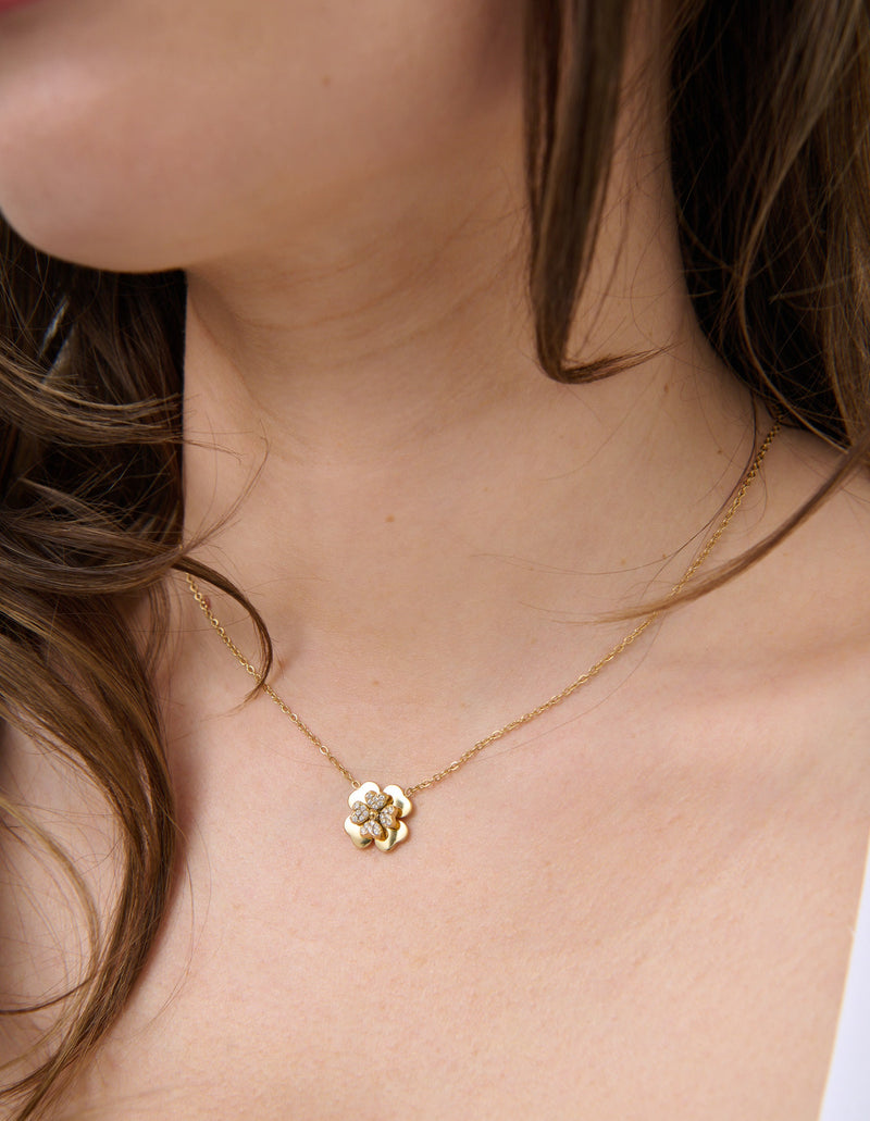 Lucky Clover 18K Gold Plated Pendant Necklace